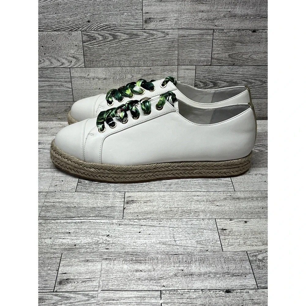 White House Black Market White Sneaker Espadrille Tropical laces size‎ 9.5 US_4